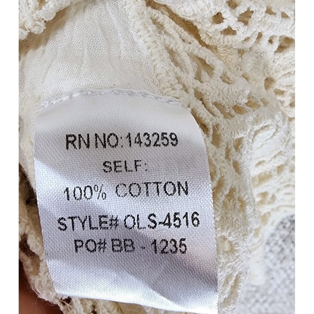 Angel Heart Boutique Open Crochet Tunic Top Womens Plus *1X Cream Babydoll Boho - Picture 12 of 12